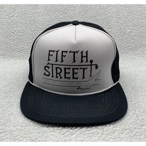 VTG Fifth Street Snapback‎ Trucker Hat Mens OSFM Black White Rope Foam Front Dad